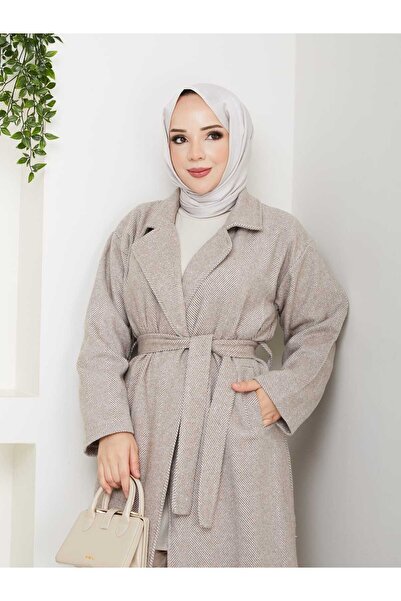 SHİROSA balık sırtı desen kaşe kaban