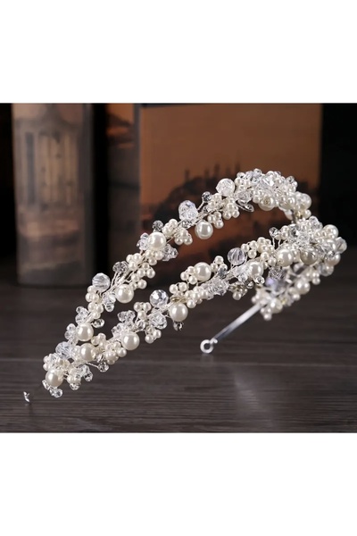 FDY Crystal & Pearl Sparkling Bridal Crown – “Luna Crystal” Series