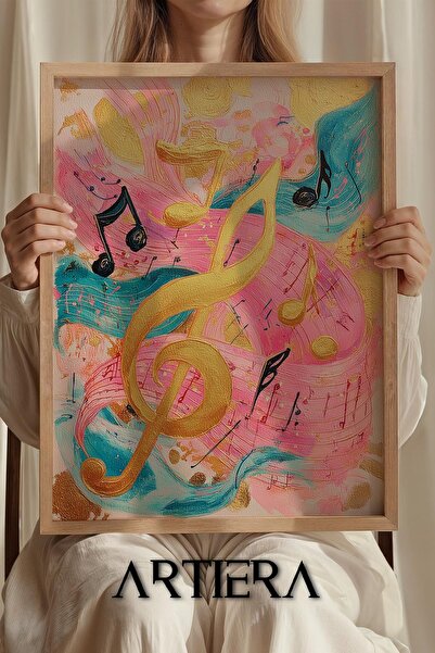 Artiera Prenses Rüyası Notalı Müzik Temalı Kız Çocuk Odası Ahşap Tablo