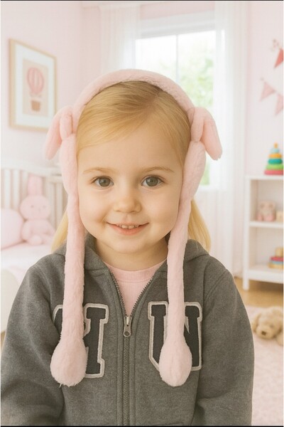 renkli diyar Girl child moving plush headphones winter ears lifting up due to pressure