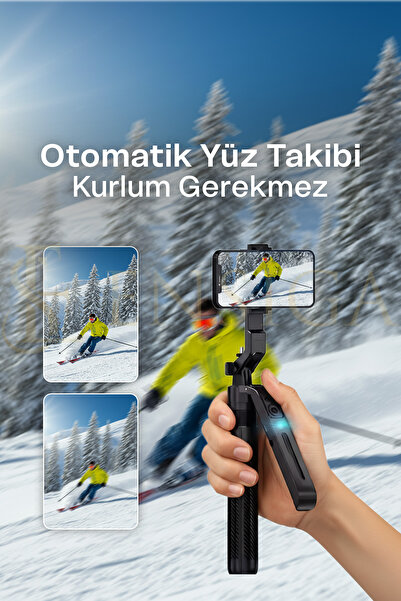 EN SİGA Yüz Oto Takip Sistemli Çok Amaçlı Bluetooth Kumandalı Akıllı Tripod + Selfie Çubuğu 180cm