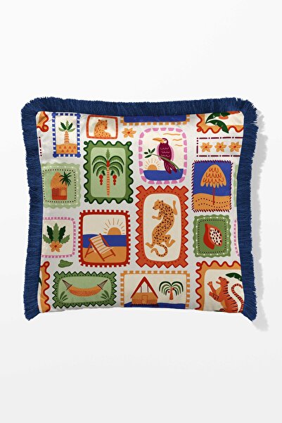 Pilloveland Saçaklı Kırlent Kılıfı Çift Taraflı 43*43 Cm - Sunkiss