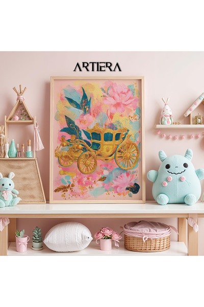 Artiera Pictură din lemn pentru camera fetelor prințesa vis cu cărucior de dovleac