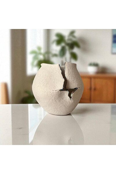 RA Ceramic Studio El Yapımı Stoneware Seramik Dekoratif Vazo | Doğal Ham Doku...