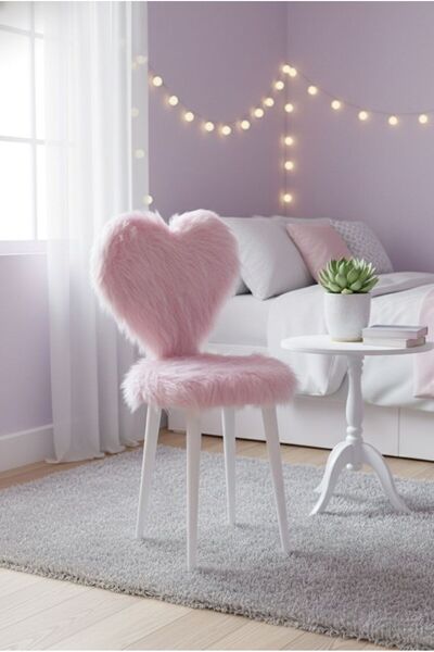 Masal Home Pink Kalp Makyaj Sandalyesi