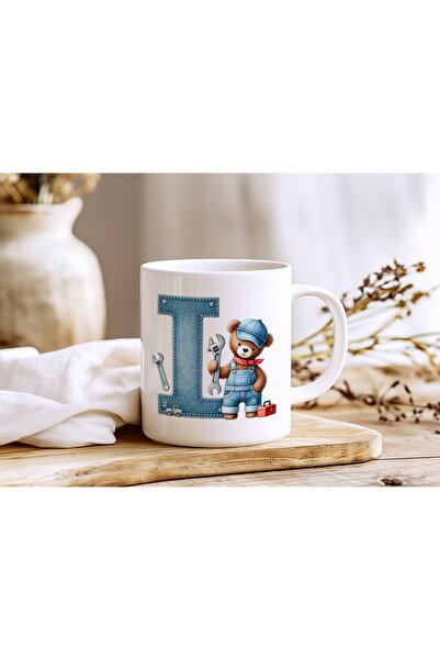 Beramussa Letter I Repairman Teddy Bear Figured Mug - Alphabet Letter Design ...