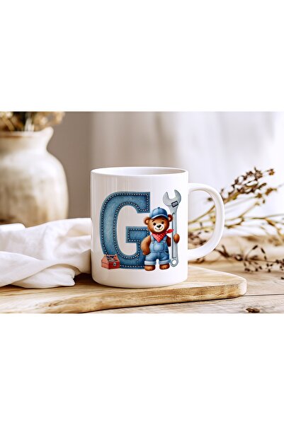 Beramussa Letter g Repairman Teddy Bear Figured Mug - Alphabet Letter Design ...