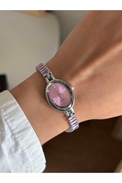 RoseandRoses Mansel Baget Su Yolu Kordon Kadın Kol Saati Gümüş Pembe