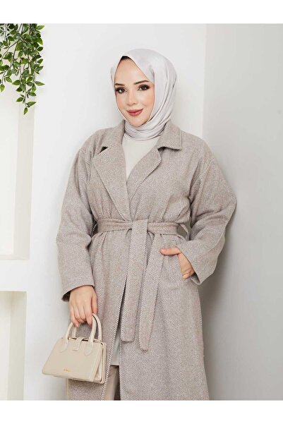 SHİROSA balık sırtı desen kaşe kaban