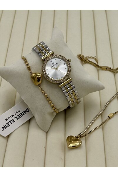 Daniel Klein Kalpli Orijinal Çelik Kordon Kadın Kol Saati 2 Yıl Garantili Çelik Kolye Ve Bileklik Seti dkbyn113