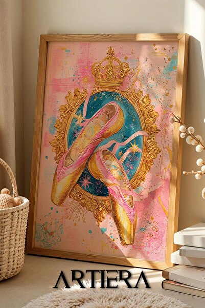 Artiera Princess Dream Ballerina Pointe Shoes Girl's Room Wooden Painting