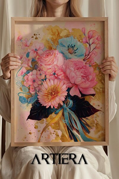 Artiera Πριγκίπισσα Όνειρο Ροζ Μπουκέτο Λουλούδια Κοριτσίστικο Δωμάτιο Ξύλινο...