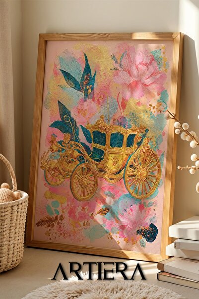Artiera Pictură din lemn pentru camera fetelor prințesa vis cu cărucior de dovleac