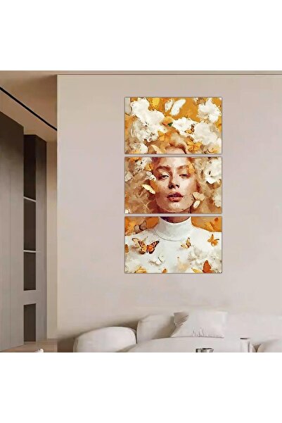 Generic لوحه جداريه مودرن رسمة إمرأه - 24022 - مقسمه ثلاثة قطع