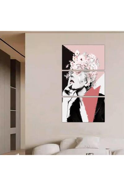 Generic لوحه جداريه مودرن رسمة إمرأه - 24018 - مقسمه ثلاثة قطع