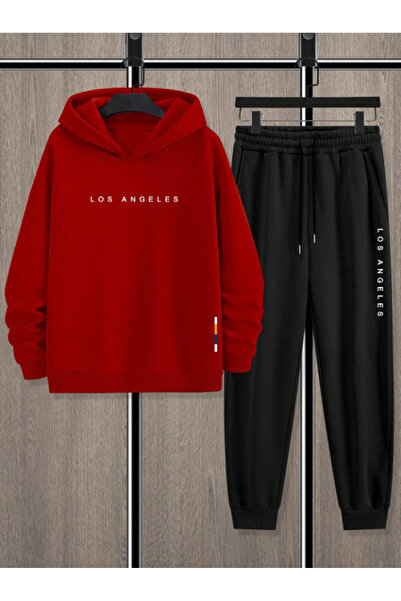 Framgan UNİSEX ERKEK/KADIN LOS ANGELES BASKILI Kapüşonlu Sweat Eşofman Takımı