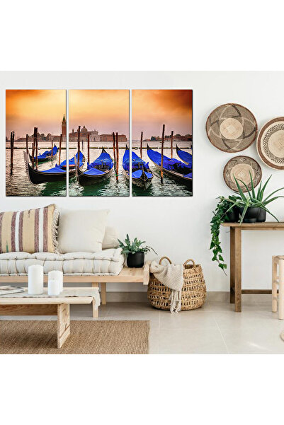 Generic لوحه جداريه - قوارب - 1502 - مقسمه ثلاثة قطع