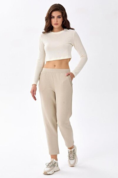 İKİLER Beli Lastikli Cepli Pantolon 256-2113