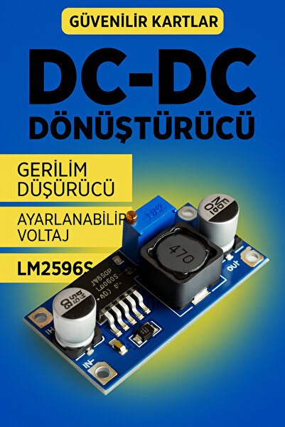 Arduino Projeleri LM2596 Ayarlanabilir 3A DC-DC Step-Down Voltaj Regülatör Kartı 1.23V-30V