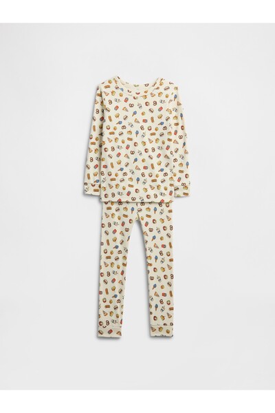 GAP Bebek Kırık Beyaz 100% Organik Pamuk Snacktime Pijama Takımı