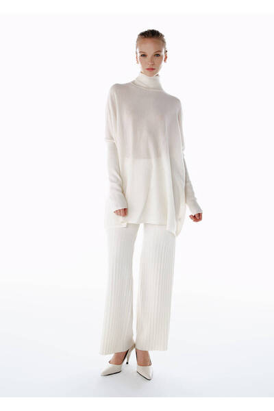 Knitss Ecru Merino Wool Blend Knitwear Tunic