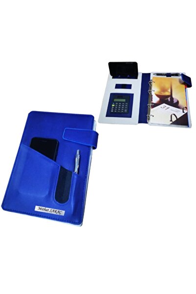 promosyon denizi İSME ÖZEL MIKNATIS PATLI HESAP MAKİNELİ LACİVERT ORGANİZER A...