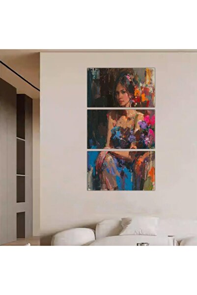 Generic لوحه جداريه مودرن رسمة إمرأه - 24020 - مقسمه ثلاثة قطع