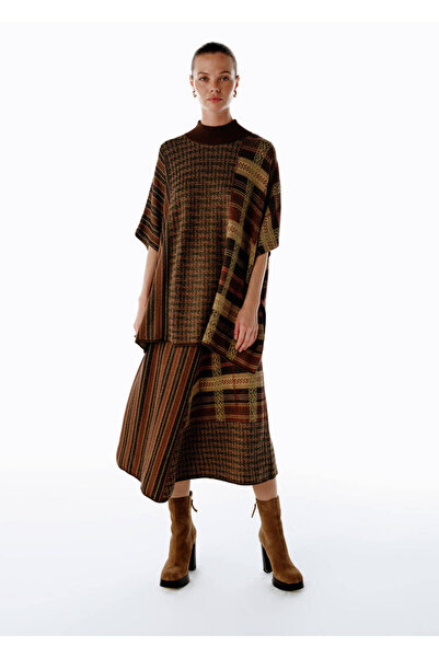 Knitss Patchwork Desenli Triko Etek