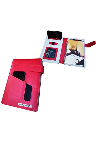 promosyon denizi İSME ÖZEL MIKNATIS PATLI HESAP MAKİNELİ KIRMIZI ORGANİZER AJ...