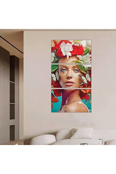 Generic لوحه جداريه مودرن رسمة إمرأه - 24021 - مقسمه ثلاثة قطع