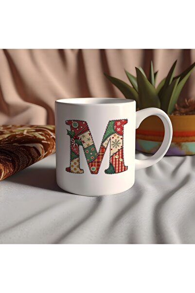 Beramussa Letter m New Year Themed Mug - New Year Concept Patched Effect Desi...