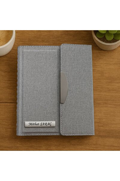 promosyon denizi Isme Özel Mıknatıs Kilitli Gri Organizer Ajanda 2026 Tarihli...