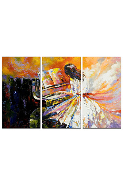 Generic لوحه جداريه - إمرأه تعزف البيانو - 910 - مقسمه ثلاثة قطع