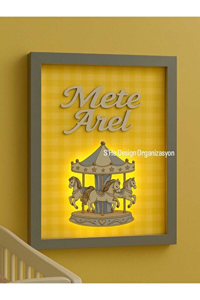 s'he design organizasyon LEDLİ AHŞAP OBJELİ KAPI SÜSÜ /ERKEK BEBEK İSMİNE ÖZEL HASTANE DOĞUM ODASI KAPI SÜSÜ