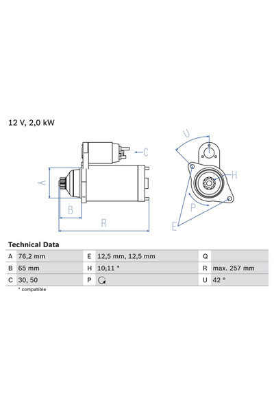 Bosch Starter Audi A3/Tt Ford Galaxy 1