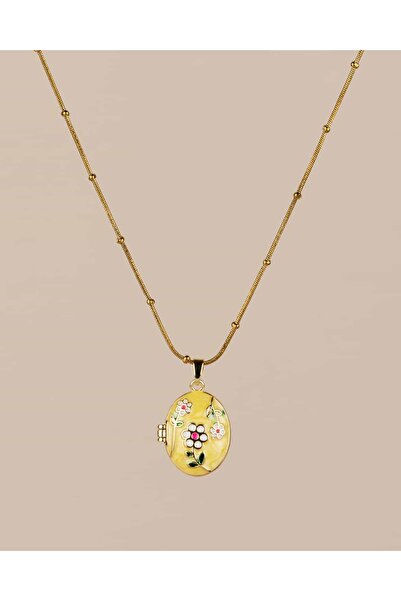 Portakal Esintisi قلادة معدنية من الفولاذ مع غطاء مزين بالزهور (الطرف ليس من ...