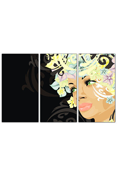 Generic لوحه جداريه - رسمة وجه إمرأه - 1515 - مقسمه ثلاثة قطع