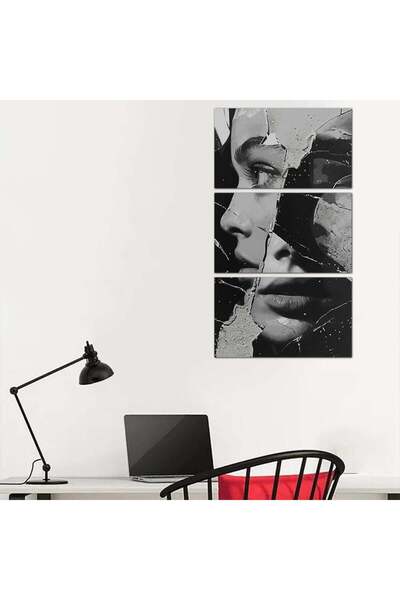 Generic لوحه جداريه مودرن رسمة إمرأه - 24124 - مقسمه ثلاثة قطع