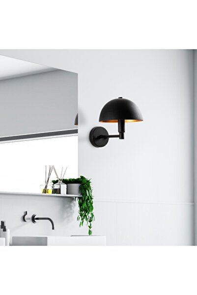 MOİRA Togg Modern Metal Plated Headboard Single Wall Sconce Black, Retro Wall...