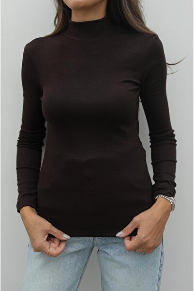 Havoş Bluză cu guler înalt Bitter Brown Zins