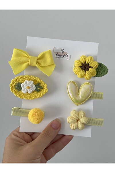 my baby’s world bebek çocuk mağzası Sarı Çiçekli Klips Toka Seti