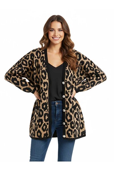 NiLi Leopard Print Winter Cardigan