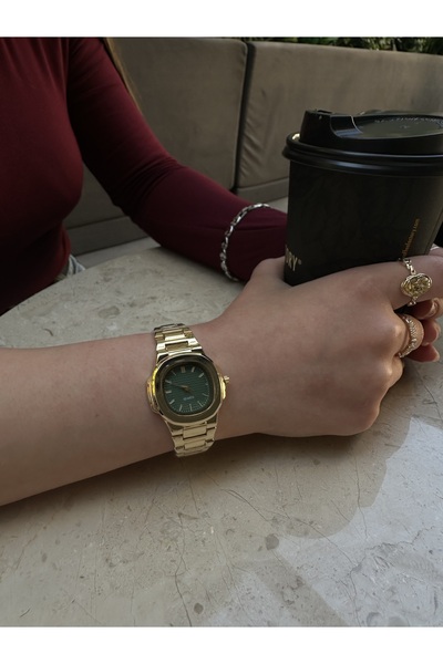 Coliseum Yeşil Kasa Gold Kordon Şık Pinterest Kadın Kol Saati