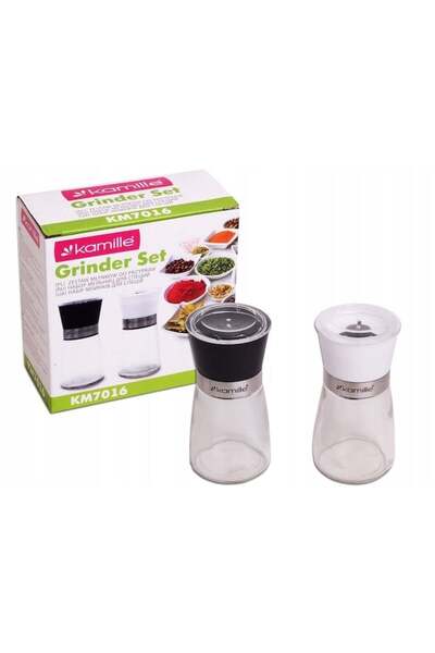 Kamille Set de 2 râșnițe de condimente Kamille, oțel inoxidabil și sticlă, 6,...