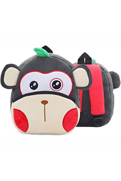 Malvys Ghiozdan de pluș cu maimuță neagră Mimo 26 cm, ghiozdan amuzant, ideal...