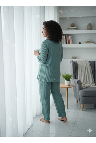 FAMES PİJAMA Women's Green Pumpkin Pajama Set