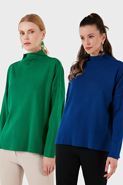 Lela Cotton Long Back Stand Collar 2-Pack Knitwear Sweater Sweater 4615002S2