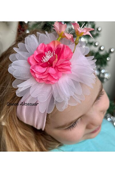 QUEEN AKSESUAR Tulle cu flori roz lotus, pentru fetiță, pentru copii, bentiță...
