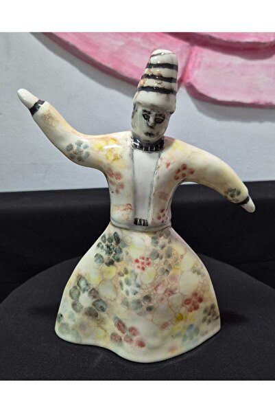 GÜLART ÇANAKKALE El Yapımı Benzersiz Seramik Semazen Figürü Mistik Manevi Dan...