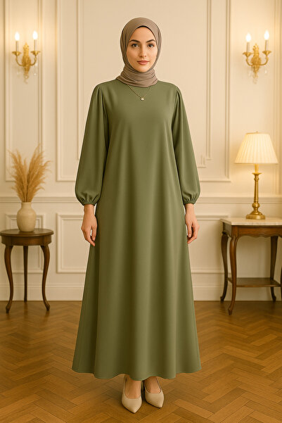 Misue Handmade Medine İpeği Tesettür Elbise, Rahat Salaş Elbise, Astarsız, Tam Boy Şık Abiye Günlük Tesettür Giyim